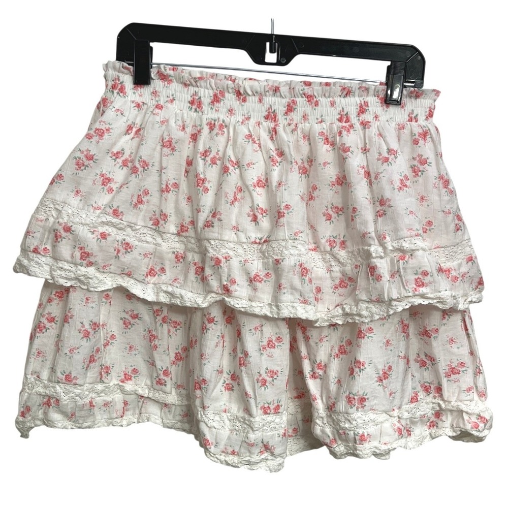 Hyacinth House‎ Floral Tiered Ruffle Mini Skirt Cottagecore Coquette Fairy Boho